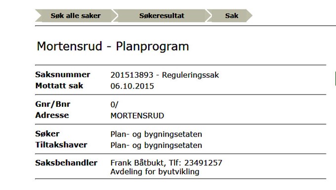 Mortensrud planprogram