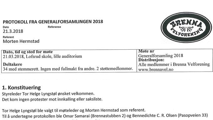 Les protokollen fra generalforsamlingen 21. mars